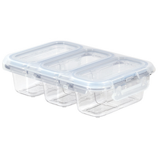 림팩 비스프리 에코젠 투명 3칸 반찬통 칸막이 밀폐용기 미니 칸칸이 반찬 소분통, 3칸(300ml), 1개