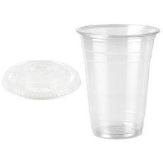 펠리스 투명 PET 아이스컵 + 평뚜껑 세트, 1세트, 100개입, 410ml