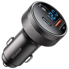 Essager DC 12V 100W USB A+C포트 3포트 차량용 시거잭 자동차 초고속 충전기, 회색, DC+C+A포트 회색, DC+C+A포트