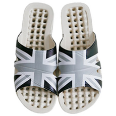 Hans Gallery 雙色英國國旗浴室拖鞋, 象牙白/黑色, 1個