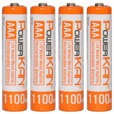 POWERKAN 고용랑 AAA 충전지 니켈수소 1.2V Ni-mh 1100mAh 건전지 수납함 포함, 1개, 4개입