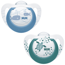 NUK New Genius 奶嘴, 0~6個月, 藍色+綠色, 1組