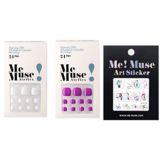 Me Muse 繪圖紫色腳指甲 3種組 SDRAW3, 2款指甲貼片+藝術貼紙, 1組
