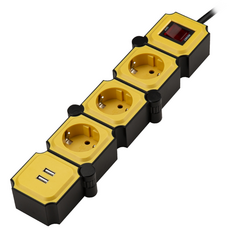 파워존 테트리스 고용량 디자인 절전 멀티탭 3구 USB 블랙 + 옐로우, 50cm, 블랙+블랙, 1개