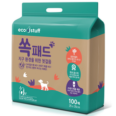 에코스터프 쏙패드 100매 /물에녹는 배변패드/변기에 간편처리 패드 배변패드, 1세트, 100개입
