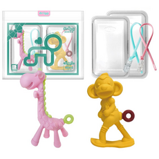 앙쥬치발기2종세트-기린(핑크)+원숭이(노랑)-집게색상램덤, 혼합색, 1세트