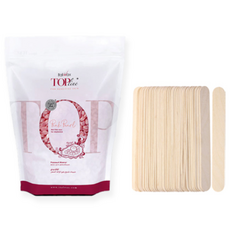 이탈왁스 TOP LINE 민감피부용 핫필름 왁스 750g + 우드 스파츌라 L 100개입 세트, 1개, 핑크펄