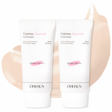 오하운 편백수 SPF 50+ PA++++ 톤업 선크림 파데프리 혼합자차 선로션 비건선크림 선블록, 50ml, 2개