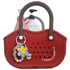 뷰레이터닷컴 콘시아 물빠지는 목욕바구니 샤워 목욕 스파백, 체리