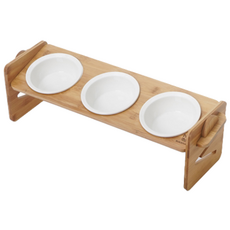 改過遷善 狗狗木質Pongpla 4段可調式家用三口食碗, 單一顏色, 1個