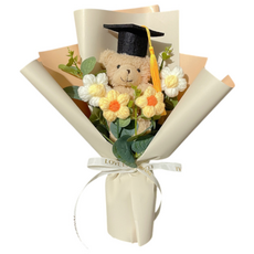 학사모 꽃다발 핸드메이드 조화 졸업식 학예회 축하 개학 졸업 선물, 1개, A02:학사모_미니엘로우