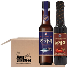사조 프리미엄 꽃게액 + 프리미엄 참치액 고함량 원물에 짜지않은 액젓, 1세트, 550ml