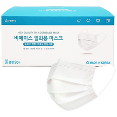 비에이스 국산 일회용 덴탈마스크, 화이트, 1개, 50개입