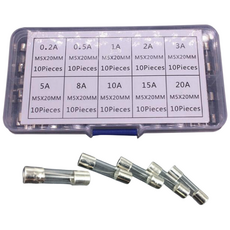 (제이케이) 유리관휴즈 퓨즈 10종 유리관 5*20mm 100pcs 자동차 CAR FUSES, 1세트 1세트