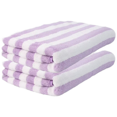 條紋沙灘巾毛巾大中號浴巾水戲游泳RKU-SSAC05, 2個, 淺紫色