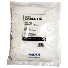 골든 케이블타이 100mm - 780mm (UL인증 흑백 등 10가지 색상 대용량 소용량), 백색, 1000개
