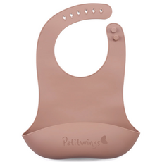 [쁘띠윙스] 아기턱받이 아기 실리콘턱받이 자기주도이유식 방수 어린이집, 카라멜, 1개