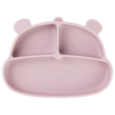 嬰兒熊造型矽膠盤+蓋子, 淺粉色