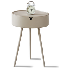 마벨인홈 다용도 모던감성 수납 선반 원형 사이드 테이블, 베이지
