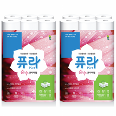 퓨라 순수 프리미엄 천연펄프 화장지 3겹 30m 30롤 2팩 총 60롤, 2개