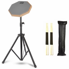 미미샵 연습용 드럼패드 세트 스틱 2조 스탠드포함 8인치 초보자 중급자, 드럼패드 다크그레이, 1세트