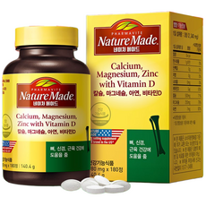 네이처메이드 칼슘 마그네슘 아연 비타민D 140.4g, 180정, 780g, 1개
