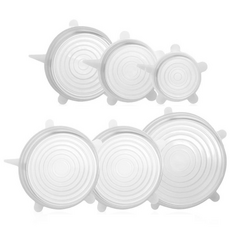 [무료배송]식약청 만능 실리콘 뚜껑 용기덮게 6종세트, 만능 실리콘랩 뚜껑 6종세트/화이트, 1개