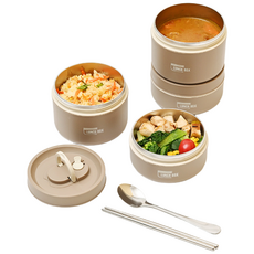 스피세프 휴대용 304 스텐 도시락통 전자레인지 도시락, 1개, 브라운2단