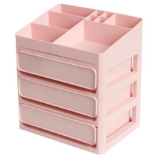 화장품 보석 데스크탑 다층 서랍 보관함 핑크 3단, 1개