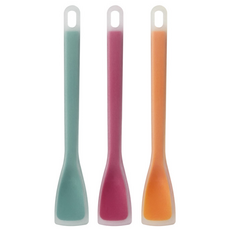 1+1 am 실리콘 미니 스푼 주걱 알뜰주걱 스패츄라 스파츌라 투톤컬러 13710, 1세트, 레드+오렌지 13710