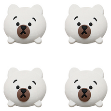 문콕방지 말랑말랑 실리콘 보호패드, 흰 곰, 4개