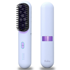 휴대용 무선 빗 고데기 음이온 고데기 볼륨 스트레이트 웨이브, 퍼플