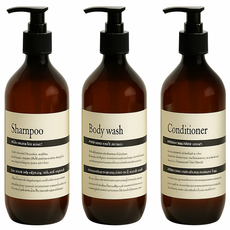 디나인 1+1+1 욕실 디스펜서 샴푸통 용기 500ml 3종세트 샴푸걸이 포함 샴푸공병, 3개, 갈색500ml