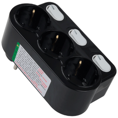 아이정 현대 회전형 3구 스위치 멀티탭 콘센트 블랙, 1개, 13.4cm