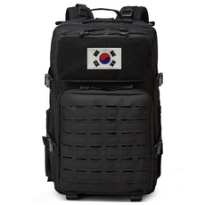 군인 전용 전술가방 대용량백팩+ 태극기, 블랙