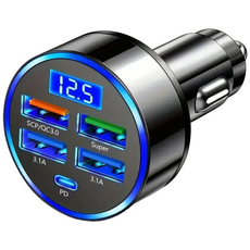 세컴 5포트 초고속 차량용 충전기 자동차 시거잭 USB 4구 + C타입 1구