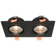 JG라이팅 (정품) 고급형 플리커프리형 LED MR16 멀티2구 사각 매입등 (집중형) (전구색) (3000K) 16W COB 신형 블랙 KS 타공 155x70, 1개