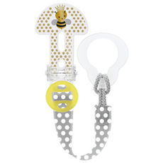 MAM Clip It蜜蜂圖案橡膠奶嘴鍊夾 灰色, 1個