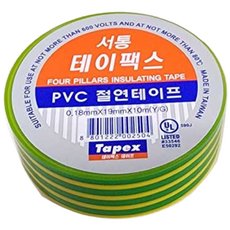 서통 절연 테이프 녹황색 1개 테이팩스 전기선 소모품 PVC절연테이프 서통테이팩스 내열 마스킹 누전방지 산업소모품 절연테이프 전선용 전기절연테이프 전선테이프 전선테잎 전기테이프