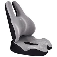 스톤플 고밀도 메모리폼 차량 사무용 허리 지지 방석 세트, 차콜 그레이