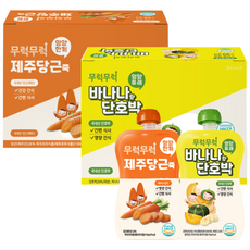 무럭무럭 과일퓨레 알뜰 묶음 (각 1박스), 4개, 700g, 바나나단호박 당근