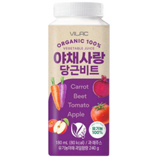 비락 유기농 100% 야채사랑 당근비트, 5개, 180ml