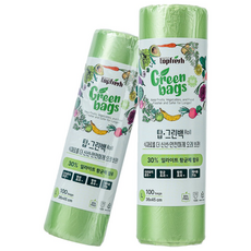 탑.그린백-롤 (대형 중형) - 과일 채소 신선유지/항균/항취 일라이트 항균제 30% 함유 고기능성 비닐, 대(L), 2개, 100개