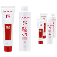폴톤 BBQ 크림 150ml + 옥시던트 6% 산화제 150ml 세트, 6GN 새치를 위한 밝은 갈색, 3개