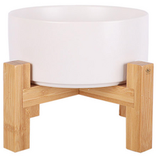 DING DONG PET 寵物時尚大理石紋陶瓷餐具 雙層高級款 S, 白色, 1個