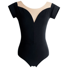 Makone 성인 발레복 레오타드 베이직 V라인 반팔 슬림라인