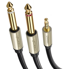 유그린 3.5mm to 2 5.5 6.5 오디오 케이블 AV126, 1m, 1개