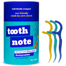 牙齒筆記牙科薄荷一次性牙線, 45支, 1罐