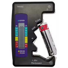 트리오즈 배터리 잔량 측정기 건전지 테스터기, 1개, 블랙