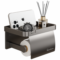 레브홈 무타공 선반형 욕실 두루마리 휴지걸이, 1개, 스톤그레이